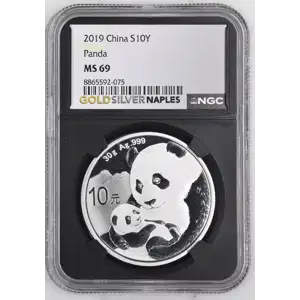 2019 - 30g Panda Silver Coin - China 10Yn - NGC MS69 (S14-B14)