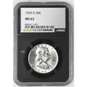 1959(D) - 0.3617oz Silver Franklin Half Dollar - NGC MS63 (S13B-B4) (2)