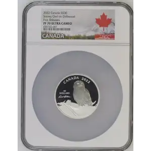 2022 Canada S$30 Snowy Owl on Driftwood First Releases PF70 (OB-168)