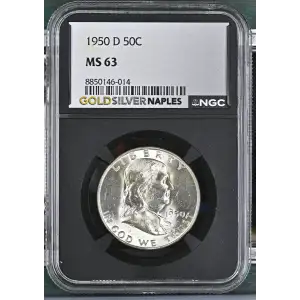 1950(D) - 0.3617oz Silver Franklin Half Dollar - NGC MS63 (S13B-B6)