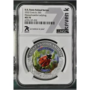 2022 1oz Cook Is. - S$5 Massachusetts Ladybug - NGC MS70 (S12B-B12)