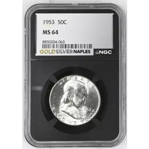 1953 - 0.3617oz Silver Franklin Half Dollar - NGC MS64 (S13B-B3)