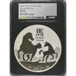 2026P - 1Kilo Year of the Horse Silver Coin - Australia S$30 - NGC MS70 (D-7)