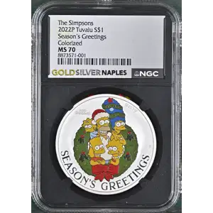 2022 P - 1oz The Simpsons Season's Greetings Silver - Tuvalu $1 - NGC MS-70 (D-7) (2)