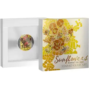 2022 2oz Sunflowers Stained Glass Art Silver Coin 10 Cedis (D-8)