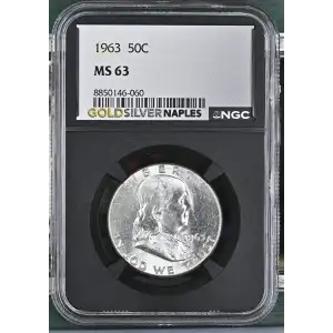 1963 - 0.3617oz Silver Franklin Half Dollar - NGC MS63 (S13B-B5)
