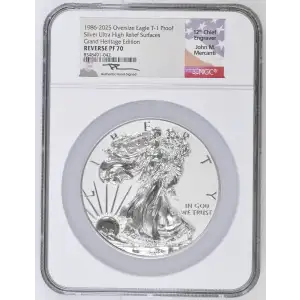1986~2025 - 2oz Oversize Silver Eagle T1 Proof UHRS - NGC REVERSE PF70 (OB-117)