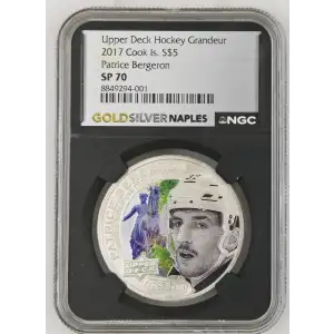 Upper Deck Hockey Grandeur - 1oz 2017 Cook Is. S$5 - Patrice Bergeron SP70 (S12B-B2)