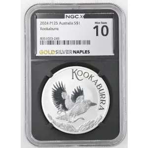 2024 P125 - 1oz Kookaburra Silver Coin - Australia S$1 - NGC MS10 (S20B-B10) (2)