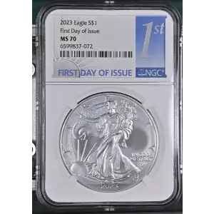 2023 - 1oz Silver Eagle FDOI - S$1 NGC MS70 (D10-B37)