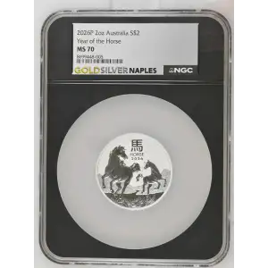 2026P 2oz  Australia S$2 Year of the Horse MS70 (OB-218)