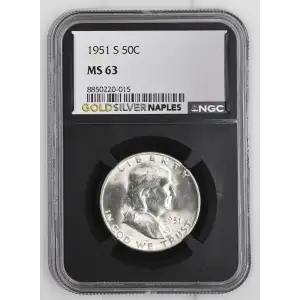1951(S) - 0.3617oz Silver Franklin Half Dollar - NGC MS63 (S13B-B2)