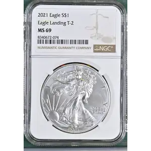 2021 1oz Silver Eagle - Eagle Landing T-2 S$1 NGC MS69 (S20B - B18)