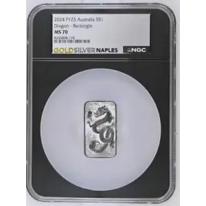 2024 P125 Australia S$1 Dragon - Rectangle MS70 (OB-148)