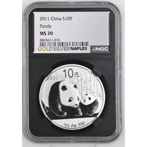 2011 - 1oz Panda Silver Coin - China 10Yn - NGC MS70 (S14-B13)