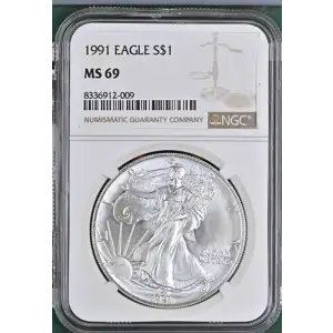 1991- 1oz Silver Eagle S$1 NGC MS 69