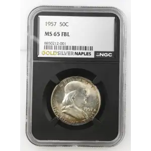 1957 - 0.3617oz Silver Franklin Half Dollar - NGC MS65 FBL (S13B-B8) (2)