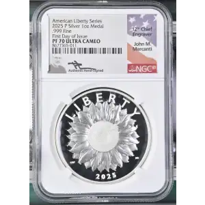2025(P) - 1oz American Liberty Series Silver Medal - FDOI NGC PF70 UC (S19A-B30)