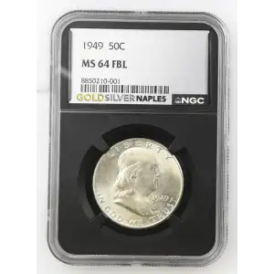1949 - 0.3617oz Silver Franklin Half Dollar - NGC MS64 FBL (S13B-B15)