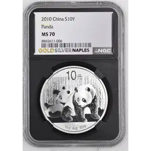 2010 - 1oz Panda Silver Coin - China 10Yn - NGC MS70 (S14-B13)