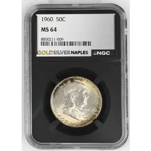 1960 - 0.3617oz Silver Franklin Half Dollar - NGC MS63 (S13B-B5) (2)