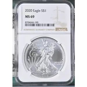 2020 - 1oz Silver Eagle - S$1 NGC MS69 (D10-B39)