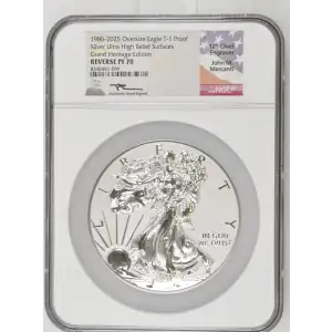 1986-2025 2oz Overzize Eagle T-1 Proof Silver Ultra High Relief Grand Heritage Edition REVERSE PF70