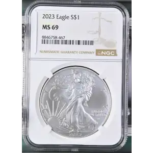 2023 - 1oz Silver Eagle - S$1 NGC MS69 (D10-B31)