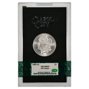 1883(CC) - 0.77oz Morgan Silver Dollar - GSA Treasure CAC MS63 (D-8)