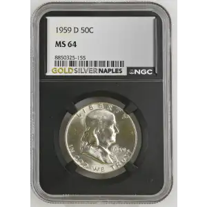 1959(D) - 0.3617oz Silver Franklin Half Dollar - NGC MS64 (S13B-B15)