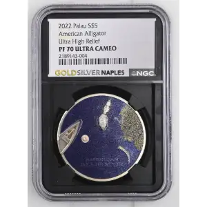 2022 1oz Palau S$5 American Alligator Ultra High Relief PF70 UC (D-8)