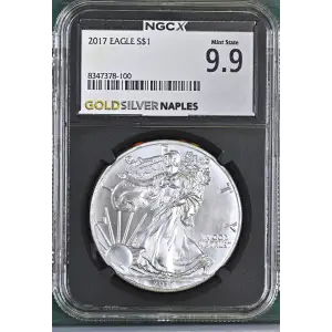 2017 - 1oz Silver Eagle S$1 NGCX MS 9.9 (D11-B7)