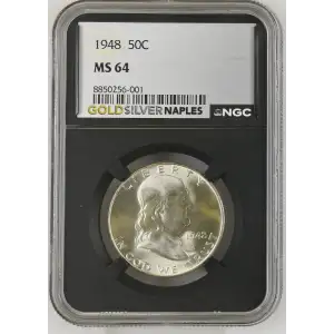 1948 - 0.3617oz Silver Franklin Half Dollar - NGC MS64 (S13B-B1) (2)