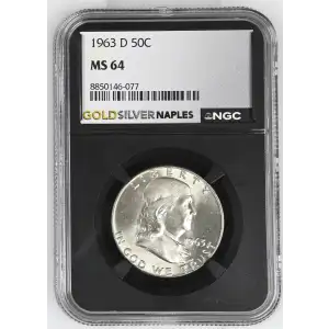1963(D) - 0.3617oz Silver Franklin Half Dollar - NGC MS64 (S13B-B5) (2)