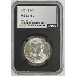 1951(S) - 0.3617oz Silver Franklin Half Dollar - NGC MS63 FBL (S13B-B14)