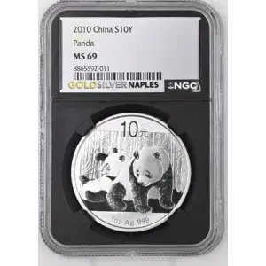 2010 - 1oz Panda Silver Coin - China 10Yn - NGC MS69 (S14-B13)