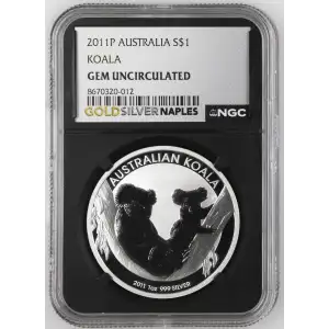 2011P - 1oz Koala Silver Coin - Australia S$1 - NGC GEM UNC. (S18A-B21) (2)