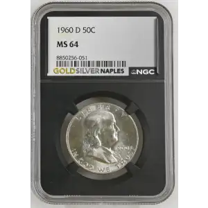 1960(D) - 0.3617oz Silver Franklin Half Dollar - NGC MS64 (S13B-B1) (2)