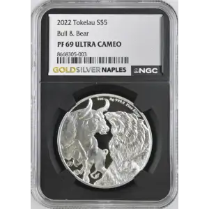2022 Tokelau S$5 Bull & Bear PF69 UC (S20B-B20)