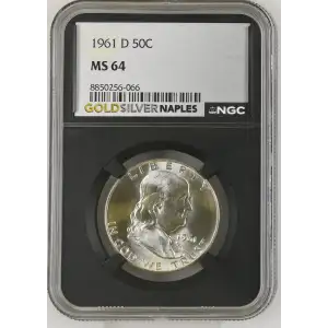 1961(D) - 0.3617oz Silver Franklin Half Dollar - NGC MS64 (S13B-B1) (2)