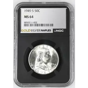 1949(S) - 0.3617oz Silver Franklin Half Dollar - NGC MS64 (S13B-B5) (2)