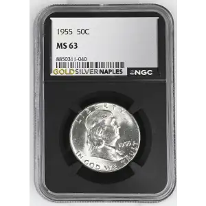 1955 - 0.3617oz Silver Franklin Half Dollar - NGC MS63 (S13B-B4) (2)