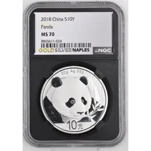 2018 - 30g Panda Silver Coin - China 10Yn - NGC MS70 (S14-B14)
