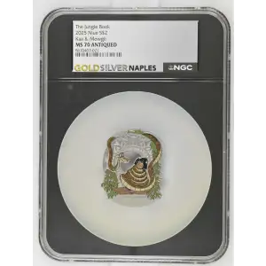 2025 1oz Niue S$2 Jungle Book Kaa and Mowgli MS70 Antiqued (D-2)