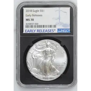 2018 - 1oz Silver Eagle - Early Release S$1 NGC MS70 (D10-B26)