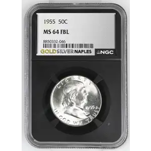 1955 - 0.3617oz Silver Franklin Half Dollar - NGC MS64 FBL (S13B-B9)