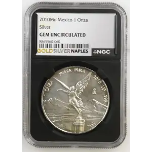 2010Mo - 1oz Libertad Silver Coin - Mexico 1 Onza - NGC GEM UNC. (S14-B6)