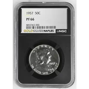 1957 - 0.3617oz Silver Franklin Half Dollar - NGC PF66 (S13B-B20)