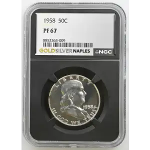 1958 - 0.3617oz Silver Franklin Half Dollar - NGC PF67 (S13B-B19)