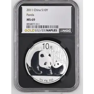 2011 - 1oz Panda Silver Coin - China 10Yn - NGC MS69 (S18A-B22)